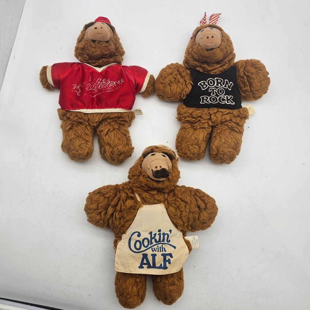 Alien Productions Alf Plush Stuffed Toys Small Brown Vintage Lot 3 Washable